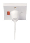 CLICK PRW211 ESSENTIALS Polar White 50A Double Pole Pull Cord Switch With Mechanical On/Off & Neon