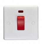 Eurolite PL3271 Enhance White plastic 45A switch with neon indicator, single plate