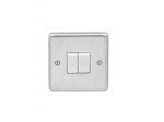 Eurolite SSS2SWW Stainless steel 2 gang 10A switch, Satin Stainless Steel, White rockers