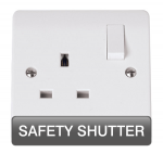 CLICK CMA1035 MODE 13A 1 Gang Double Pole Switched Safety Shutter Socket Outlet Polar White