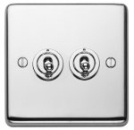 Eurolite PSST2SW Stainless steel 2 gang toggle switch, Polished Stainless Steel