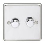 Eurolite PSS2D400 Stainless steel 2 Gang dimmer, Polished Stainless Steel