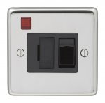 Eurolite PSSSWFNB Stainless steel Switched fuse spur, Polished Stainless Steel, Black rocker