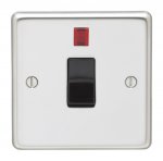 Eurolite PSS20ASWNB Stainless steel 20A switch with neon indicator, Polished Stainless Steel, Black rocker
