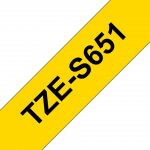 Brother Pro Tape TZe-S651 Strong adhesive tape - Black on Yellow, 24mm