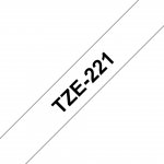 Brother TZe-221 Labelling Tape  Black on White, 9mm wide, self-adhesive