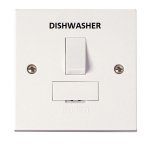 CLICK PRW051DW POLAR 13A Double Pole Switched Fused Connection Unit with Optional Flex Outlet, Polar White, marked "Dishwasher"