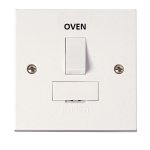 CLICK PRW051O POLAR 13A Double Pole Switched Fused Connection Unit with Optional Flex Outlet, Polar White, marked "OVEN"