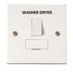 CLICK PRW051WD POLAR 13A Double Pole Switched Fused Connection Unit with Optional Flex Outlet, Polar White, marked "WASHER DRYER"