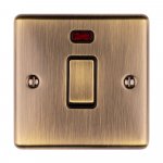 Eurolite EN20ASWNABB Enhance Decorative 20A switch with neon indicator, Antique Brass