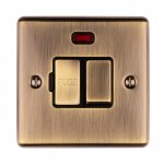 Eurolite ENSWFNABB Enhance Decorative switched fuse spur with Neon Indicator, Antique Brass