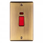 Eurolite EN45ASWNABB Enhance Decorative 45A switch with neon indicator, Antique Brass