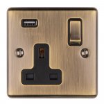 Eurolite EN1USBABB Enhance Decorative 1 gang USB Socket, Antique