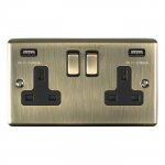 Eurolite EN2USBABB Enhance Decorative 2 gang USB Socket, Antique Brass