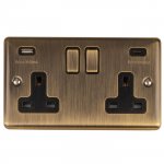 Eurolite EN2USBCABB Enhance Decorative 2 gang USB C Socket, Antique Brass