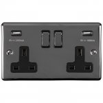 Eurolite EN2USBBNB Enhance Decorative 2 gang USB Socket, Black Nickel