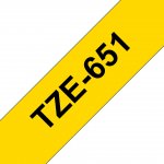 Brother TZe-651 Labelling Tape Cassette  Black on Yellow, 24mm wide, self-adhesive