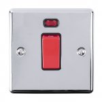 Eurolite EN45ASWNSPCB Enhance Decorative 45A switch with neon indicator, Polished Chrome