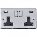 Eurolite EN2USBPCB Enhance Decorative 2 gang USB Socket, Polished Chrome