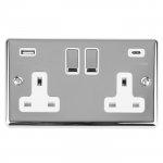 Eurolite EN2USBCPCW Enhance Decorative 2 gang 13A Switched Socket with USB C, Polished Chrome