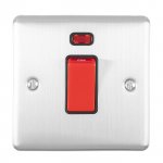 Eurolite EN45ASWNSSSB Enhance Decorative 45A switch with neon indicator, Satin Stainless