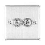 Eurolite ENT2SWSS Enhance Decorative 2 gang toggle switch, Satin Stainless