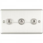 Eurolite ENT3SWSS Enhance Decorative 3 gang toggle switch, Satin Stainless