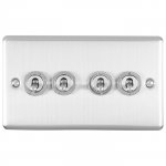 Eurolite ENT4SWSS Enhance Decorative 4 gang toggle switch, Satin Stainless