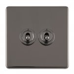 Eurolite ECBNT2SW Concealed 3mm 2 gang 10A 2Way Toggle switch Plate, Black Nickel