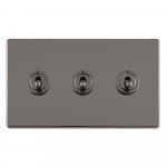 Eurolite ECBNT3SW Concealed 3mm 3 gang 10A 2Way Toggle switch Plate, Black Nickel
