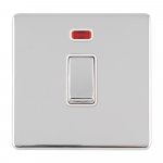 Eurolite ECPC20ADPSWNW Concealed 3mm 1 gang 20A Dp switch & Neon, Polished Chrome