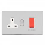 Eurolite ECPC45ASWASW Concealed 3mm 45A Dp Cooker switch with 13A socket, Polished Chrome