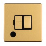 Eurolite ECSBSWFFOB Concealed 3mm 13A switched fuse spur with Flex Outlet, Satin Brass