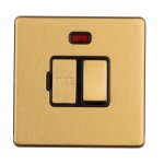Eurolite ECSBSWFNB Concealed 3mm 13A switched fuse spur with neon indicator, Satin Brass