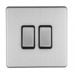 Eurolite ECSS2SWB Concealed 3mm 2 gang 10A 2Way switch, Stainless Steel