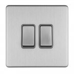 Eurolite ECSS2SWG Concealed 3mm 2 gang 10A 2Way switch, Stainless Steel