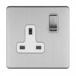 Eurolite ECSS1SOW Concealed 3mm 1 gang 13A Dp switched socket, Stainless Steel