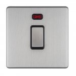 Eurolite ECSS20ADPSWNB Concealed 3mm 1 gang 20A Dp switch & Neon, Stainless Steel