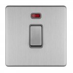 Eurolite ECSS20ADPSWNG Concealed 3mm 2 gang 20A Dp switch & Neon, Stainless Steel
