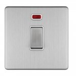 Eurolite ECSS20ADPSWNW Concealed 3mm 3 gang 20A Dp switch & Neon, Stainless Steel
