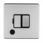 Eurolite ECSSSWFFOB Concealed 3mm 13A switched fuse spur with Flex Outlet, Stainless Steel
