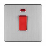 Eurolite ECSS45ASWNSW Concealed 3mm 1 gang 45A Dp switch with Neon, Stainless Steel