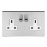 Eurolite ECSS2SOW Concealed 3mm 2 gang 13A Dp switched socket, Stainless Steel