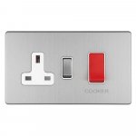 Eurolite ECSS45ASWASW Concealed 3mm 45A Dp Cooker switch with 13A socket, Stainless Steel