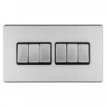 Eurolite ECSS6SWB Concealed 3mm 6 gang 10A 2Way switch, Stainless Steel