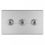 Eurolite ECSST3SW Concealed 3mm 3 gang 10A 2Way Toggle switch, Satin Stainless Steel