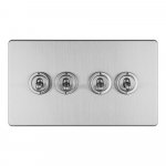 Eurolite ECSST4SW Concealed 3mm 4 gang 10A 2Way Toggle switch, Satin Stainless Steel