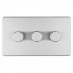Eurolite ECSS3DLED Concealed 3mm 3 gang LED Push On Off 2Way dimmer, Stainless Steel