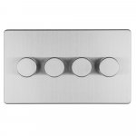 Eurolite ECSS4DLED Concealed 3mm 4 gang LED Push On Off 2Way dimmer, Stainless Steel