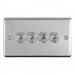 Eurolite PSST4SW Stainless steel 4 gang toggle switch, Polished Stainless Steel